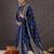 Blue pure cotton printed kurta trouser dupatta set