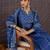 Blue pure cotton printed kurta trouser dupatta set