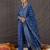 Blue pure cotton printed kurta trouser dupatta set
