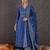 Blue pure cotton printed kurta trouser dupatta set