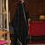 Black silk blend embroidered kurta trouser dupatta set