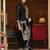 Black silk blend embroidered kurta trouser dupatta set