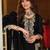 Black silk blend embroidered kurta trouser dupatta set