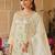 White silk blend embroidered kurta trouser dupatta set