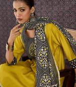 Green pure cotton printed kurta trouser dupatta set
