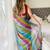 multicolor striped cotton blend handloom khadi saree