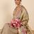 Beige silk embroidered kurta trouser dupatta set