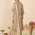 Beige silk embroidered kurta trouser dupatta set