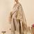 Beige silk embroidered kurta trouser dupatta set