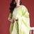 Green silk blend printed kurta trouser dupatta set