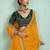yellow women embellished sequinned chiffon designer saree