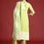 Green silk blend printed kurta trouser dupatta set