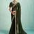 olive striped chiffon designer saree