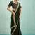olive striped chiffon designer saree