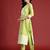 Green silk blend printed kurta trouser dupatta set