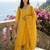 Yellow silk blend embroidered kurta trouser dupatta set