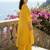 Yellow silk blend embroidered kurta trouser dupatta set