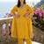 Yellow silk blend embroidered kurta trouser dupatta set