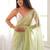 lime floral sequinned poly georgette designer saree