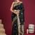 Black black woven design zari silk blend banarasi saree with unstiched blouse