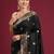 Black black woven design zari silk blend banarasi saree with unstiched blouse