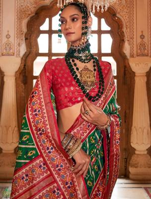 Green ethnic motifs zari patola saree 2