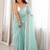 turquoise floral sequinned poly georgette designer saree