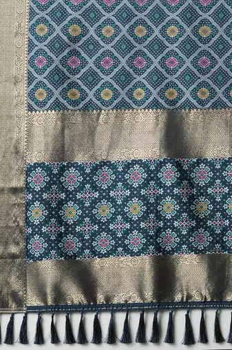 Navy blue navy blue ethnic woven design traditional wear saree