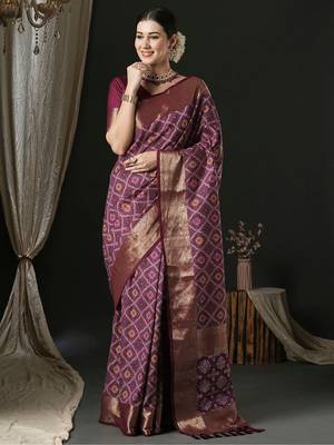 Purple ethnic motifs zari patola saree 1