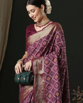 Purple ethnic motifs zari patola saree 4