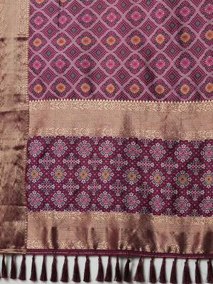 Purple ethnic motifs zari patola saree 5