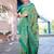 turquoise blue & cream-coloured ethnic motifs woven design saree