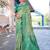 turquoise blue & cream-coloured ethnic motifs woven design saree