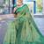 turquoise blue & cream-coloured ethnic motifs woven design saree