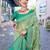 turquoise blue & cream-coloured ethnic motifs woven design saree