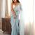 blue floral sequinned poly georgette designer saree