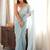 blue floral sequinned poly georgette designer saree