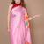 pink abstract printed satin saree