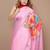 pink abstract printed satin saree