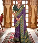 Purple ethnic motifs zari patola saree