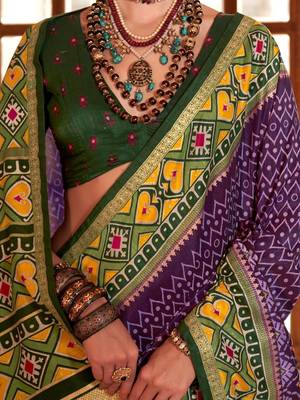 Purple ethnic motifs zari patola saree 4
