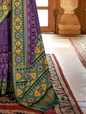 Purple ethnic motifs zari patola saree 5