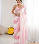 pink tie and dye embroidered satin saree