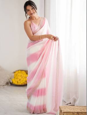 pink tie and dye embroidered satin saree 3