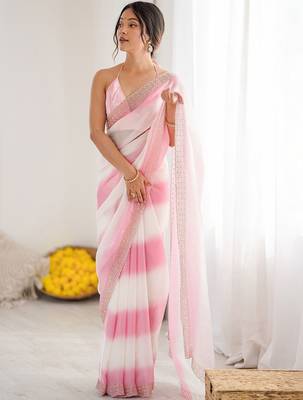 pink tie and dye embroidered satin saree 5