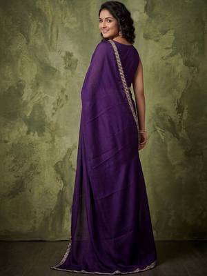 purple satin designer saree 3