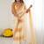 orange tie and dye zari satin designer saree