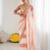 peach tie and dye embroidered satin designer saree