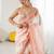 peach tie and dye embroidered satin designer saree