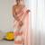 peach tie and dye embroidered satin designer saree
